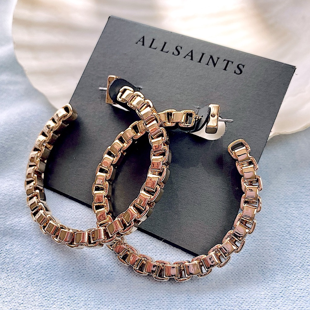 AllSaints “Reeva” Large Gold-tone Hoop Earrings